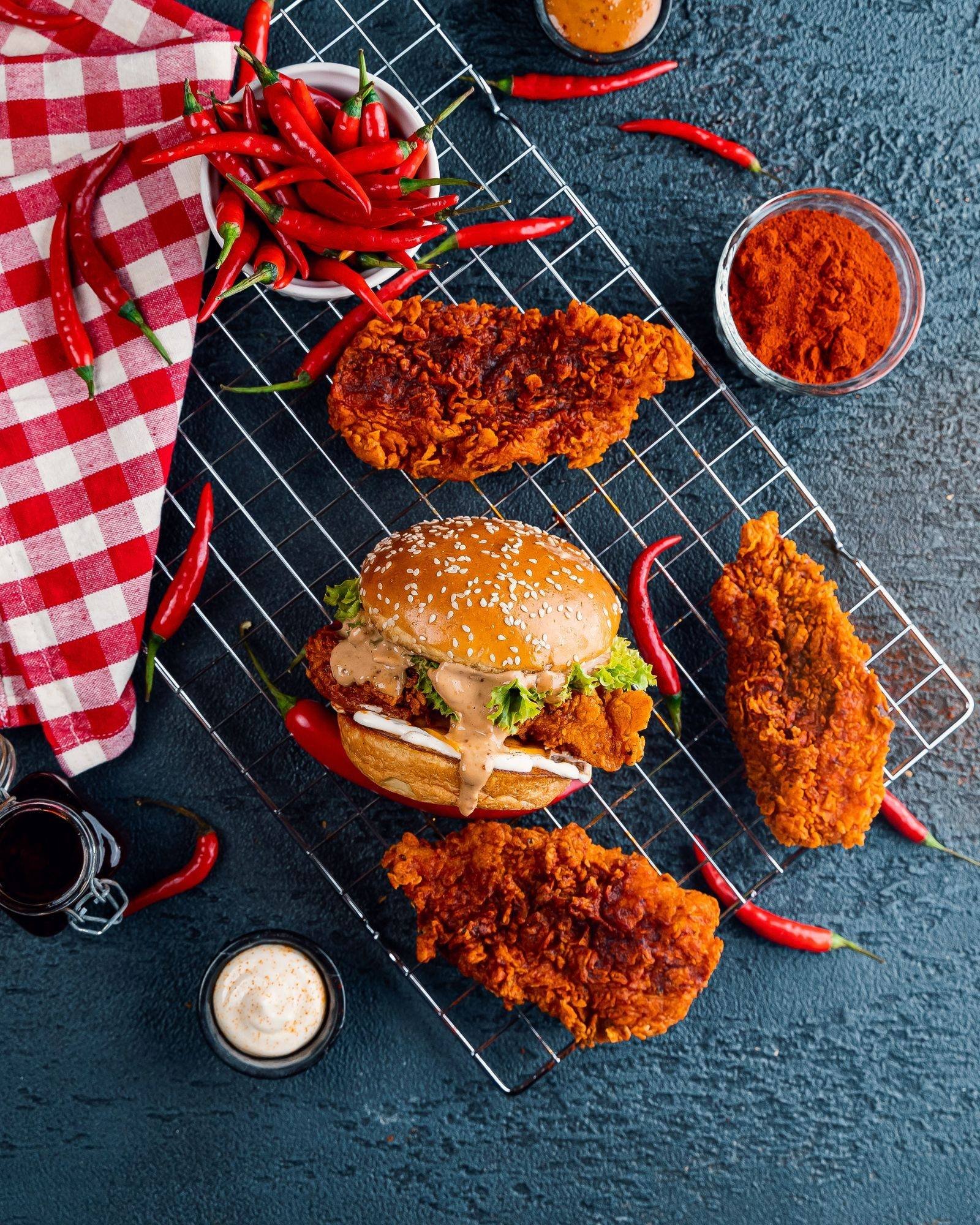 Nashville tenders and a hot chicken burger